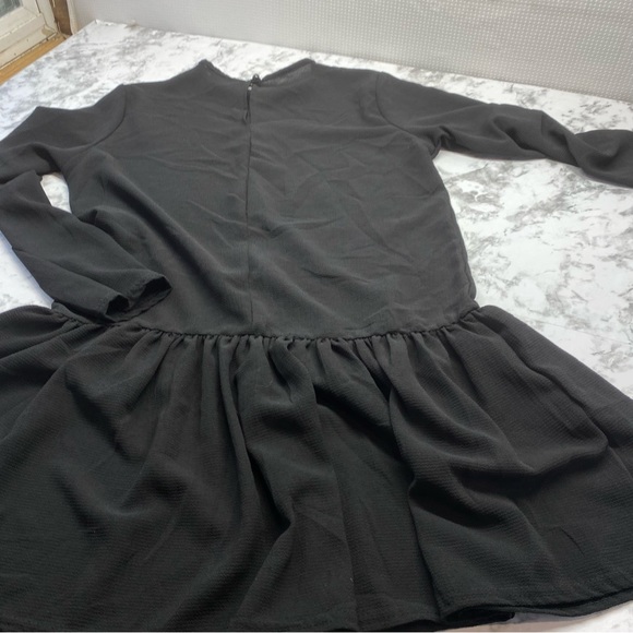 PrettyLittleThing Semi Sheer All Black Long Sleeve Ruffle Dress Size 4 Small - Picture 9 of 17